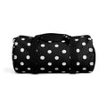 Black Polka Dot Duffel Bag — Classic Travel & Gym Tote