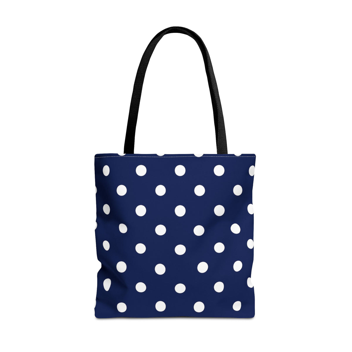 Navy Polka Dot Tote Bag | White Dots All Over Pattern