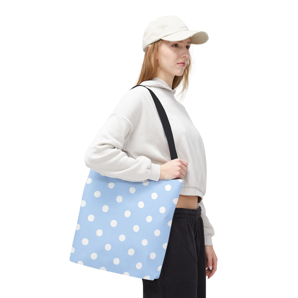 Light Blue with White Polka Dots on Baby Blue Tote