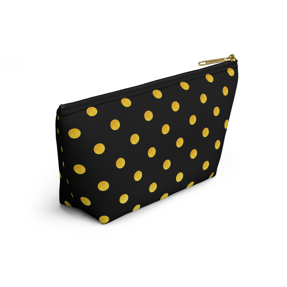 Gold Polka Dot Accessory Pouch | Black Cosmetic Bag