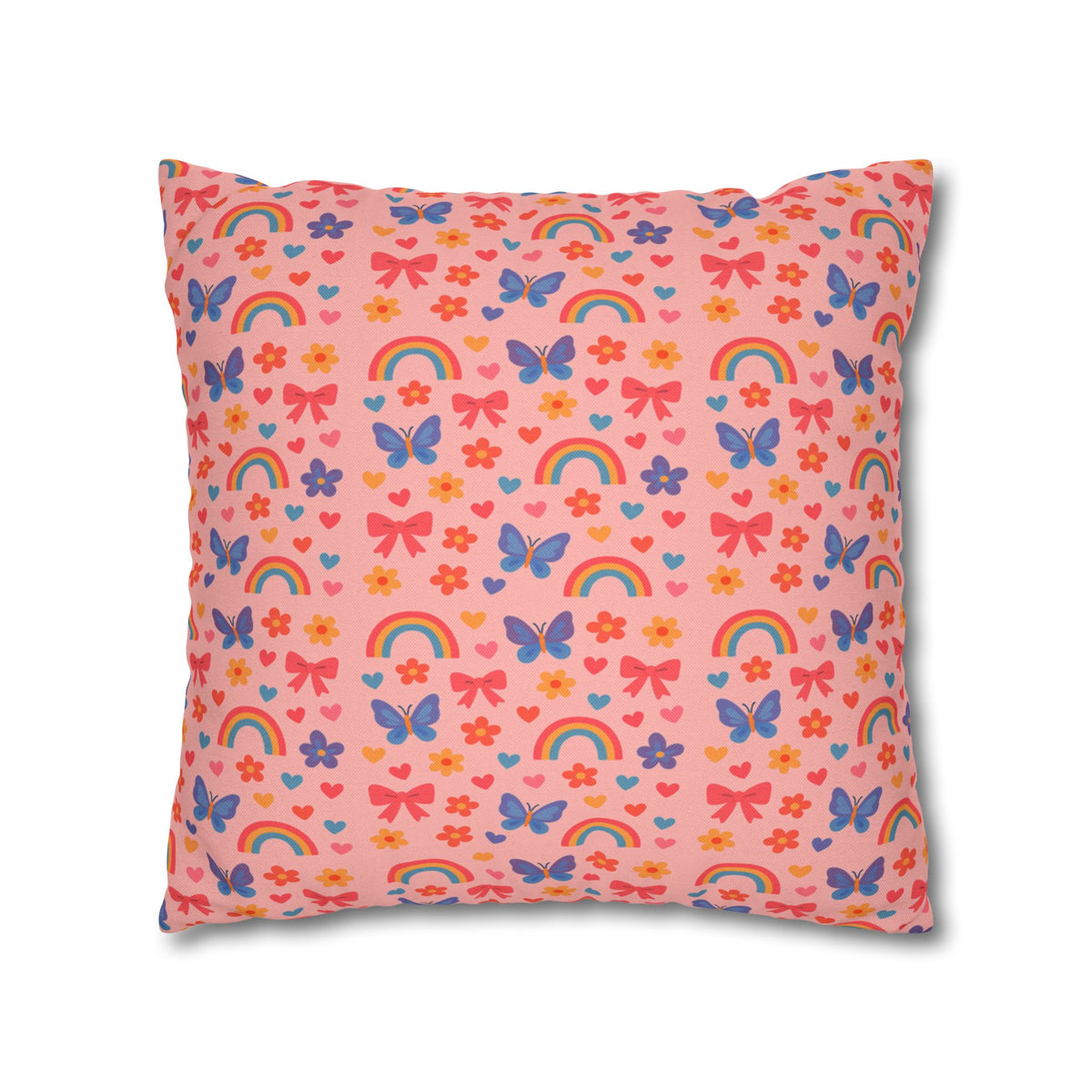 Rainbow Butterflies Pattern Pillowcase | Square Polyester Pillowcase