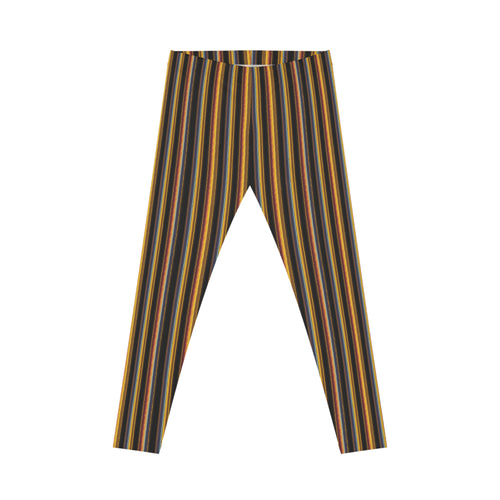 Autumn Striped Leggings | Vertical Fall Color Stripe Leggings