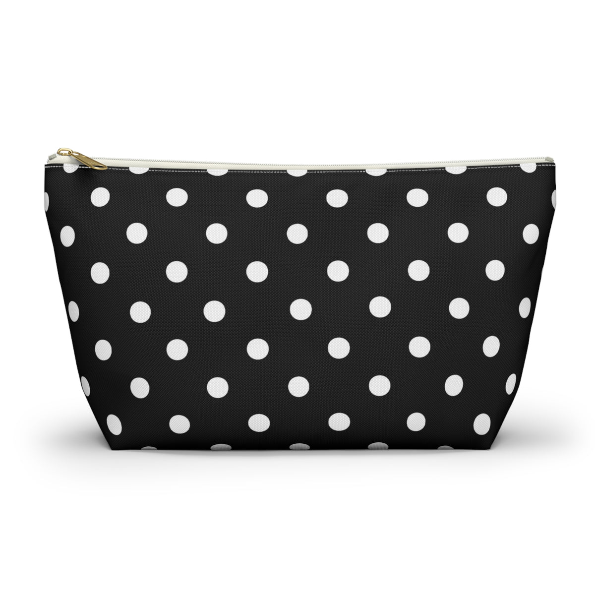Black Polka Dot Accessory Pouch w T-bottom | Cosmetic Bag
