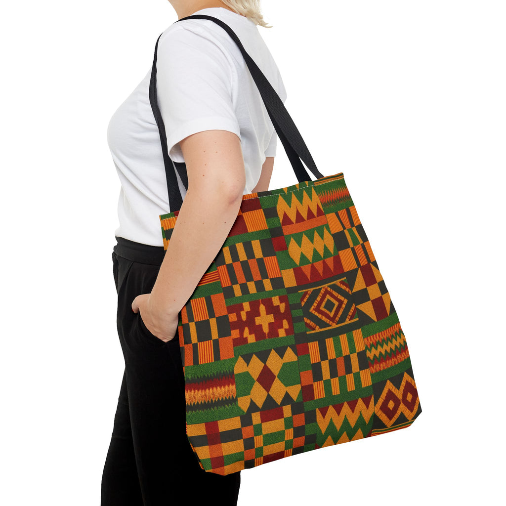 Kente Pattern Tote Bag | African Print Geometric Patchwork