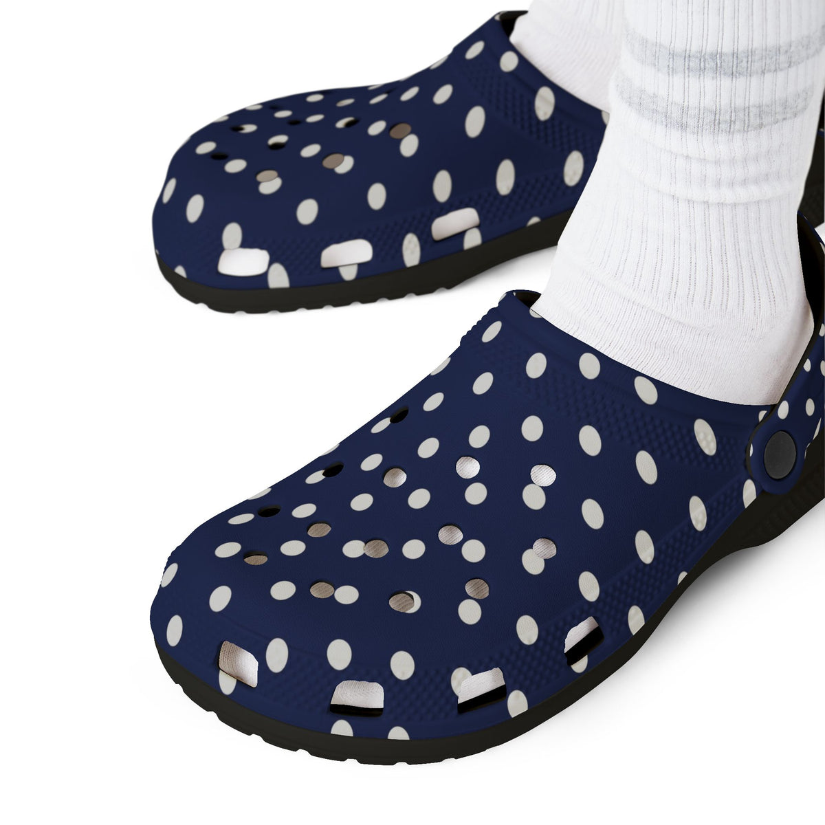 Navy & White Polka Dot EVA Foam Clogs