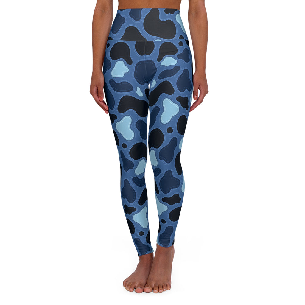 Patina Blue Army Pattern High Waisted Yoga Leggings | All-Over Print