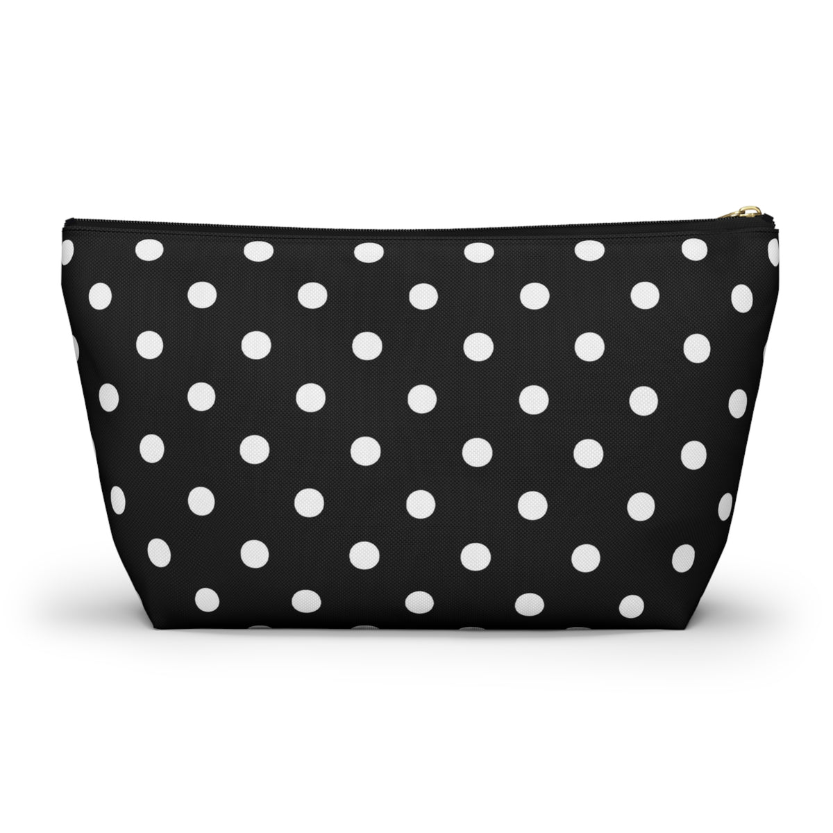 Black Polka Dot Accessory Pouch w T-bottom | Cosmetic Bag