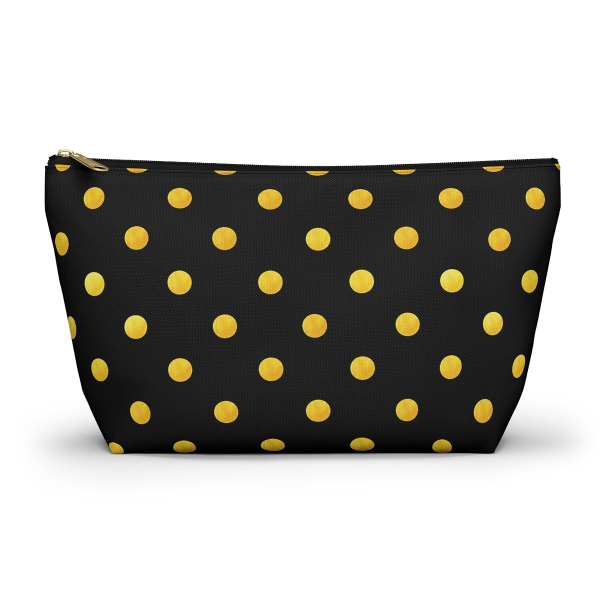 Gold Polka Dot Accessory Pouch | Black Cosmetic Bag