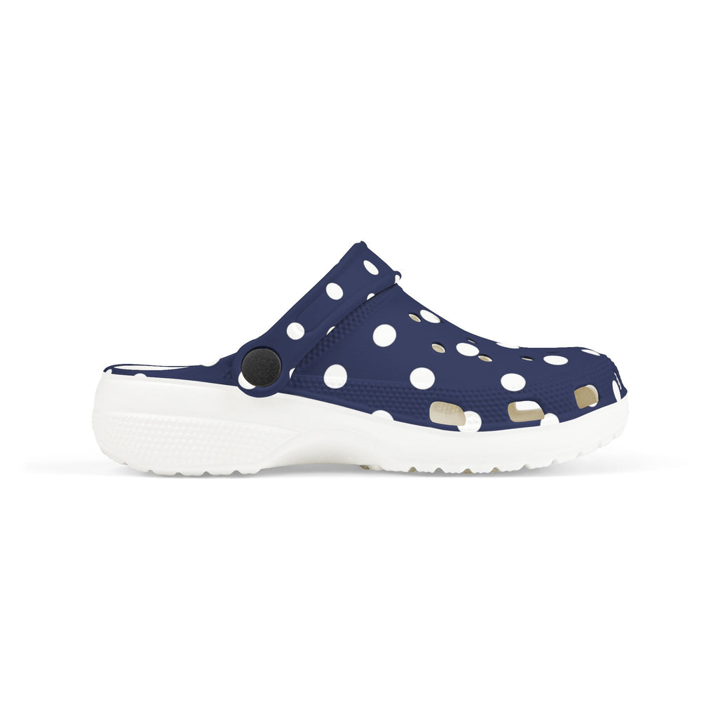 Kids Navy Polka Dot EVA Foam Clogs – Lightweight Slip-On Sandals for Toddlers & Children