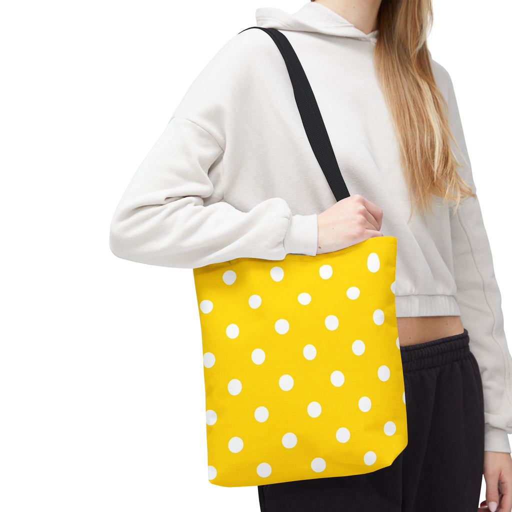 Yellow & White Polka Dot Yellow Tote Bag | All-Over Print