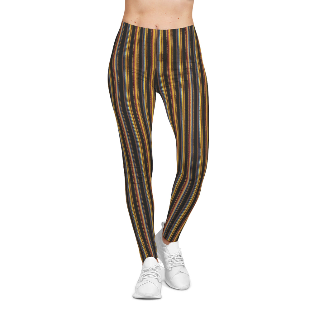 Autumn Striped Leggings | Vertical Fall Color Stripe Leggings