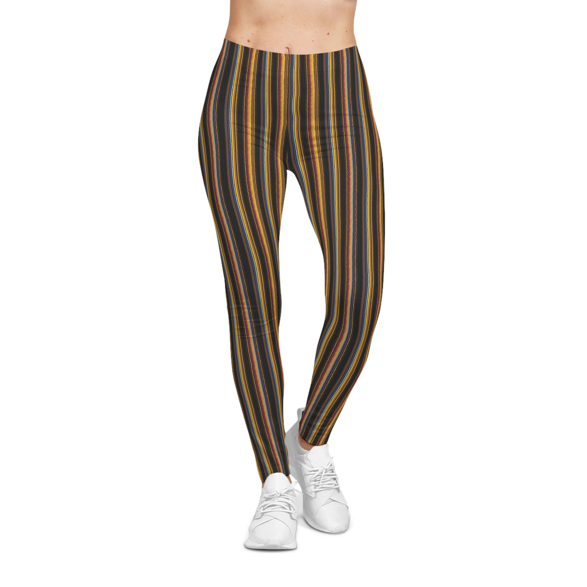 Autumn Striped Leggings | Vertical Fall Color Stripe Leggings