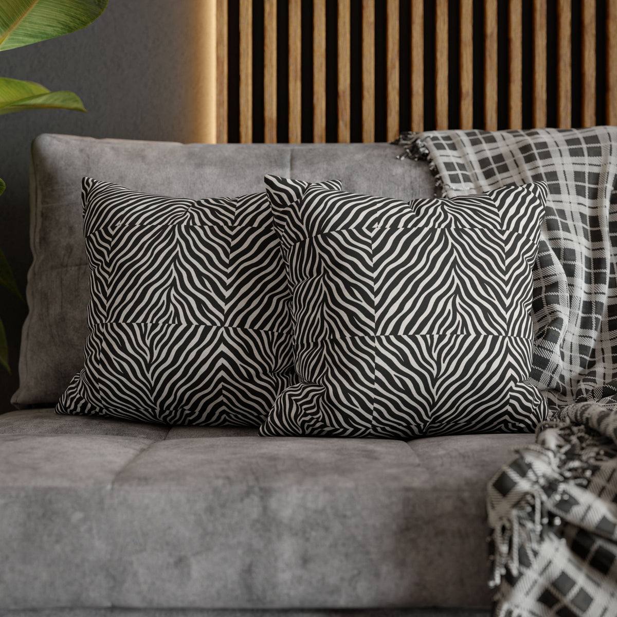 Black White Zebra Stripe Pillowcase | Animal Print Square Pillowcase