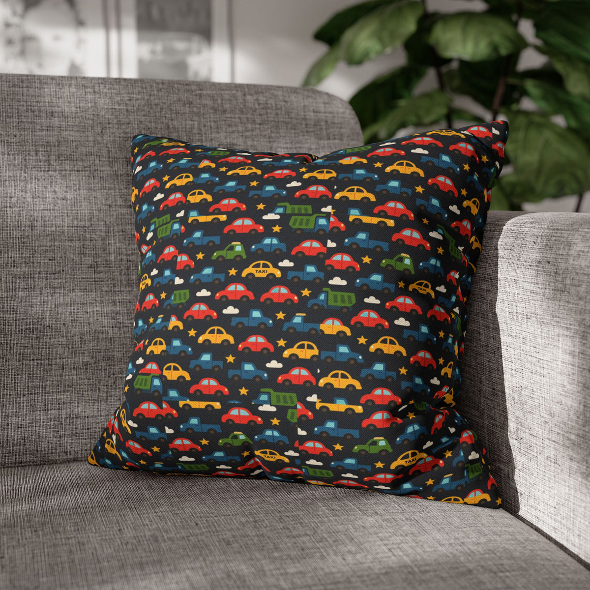 Colorful Cars Pattern | kids car pattern, black background, playful nursery decor