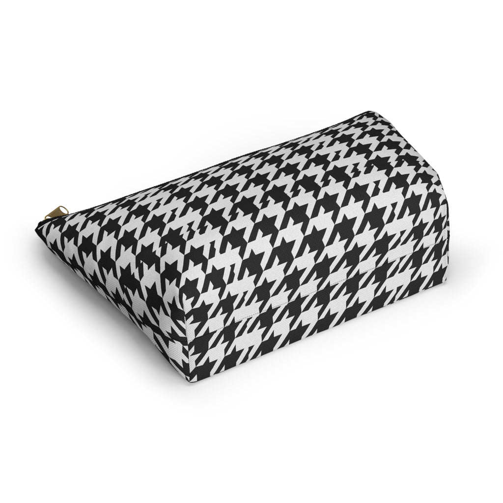 Black and White Houndstooth Accessory Pouch