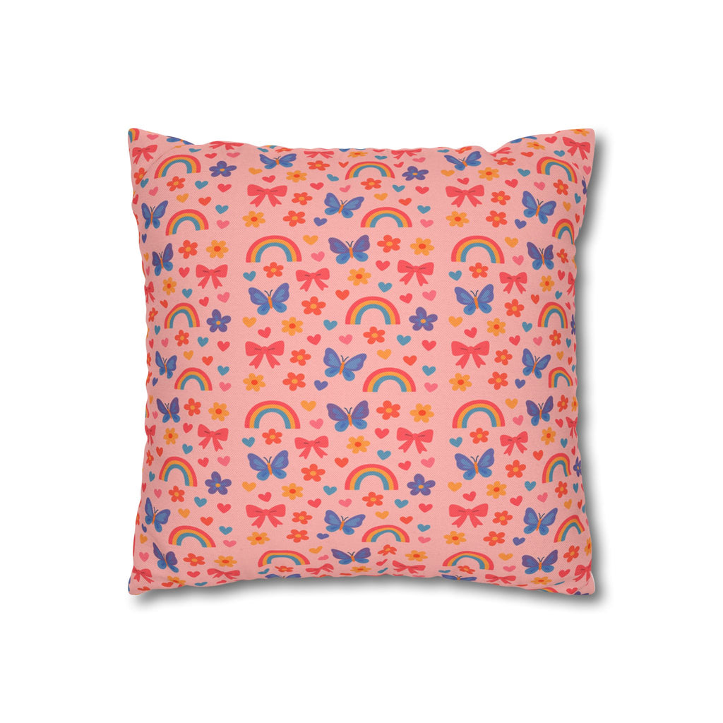 Rainbow Butterflies Pattern Pillowcase | Square Polyester Pillowcase