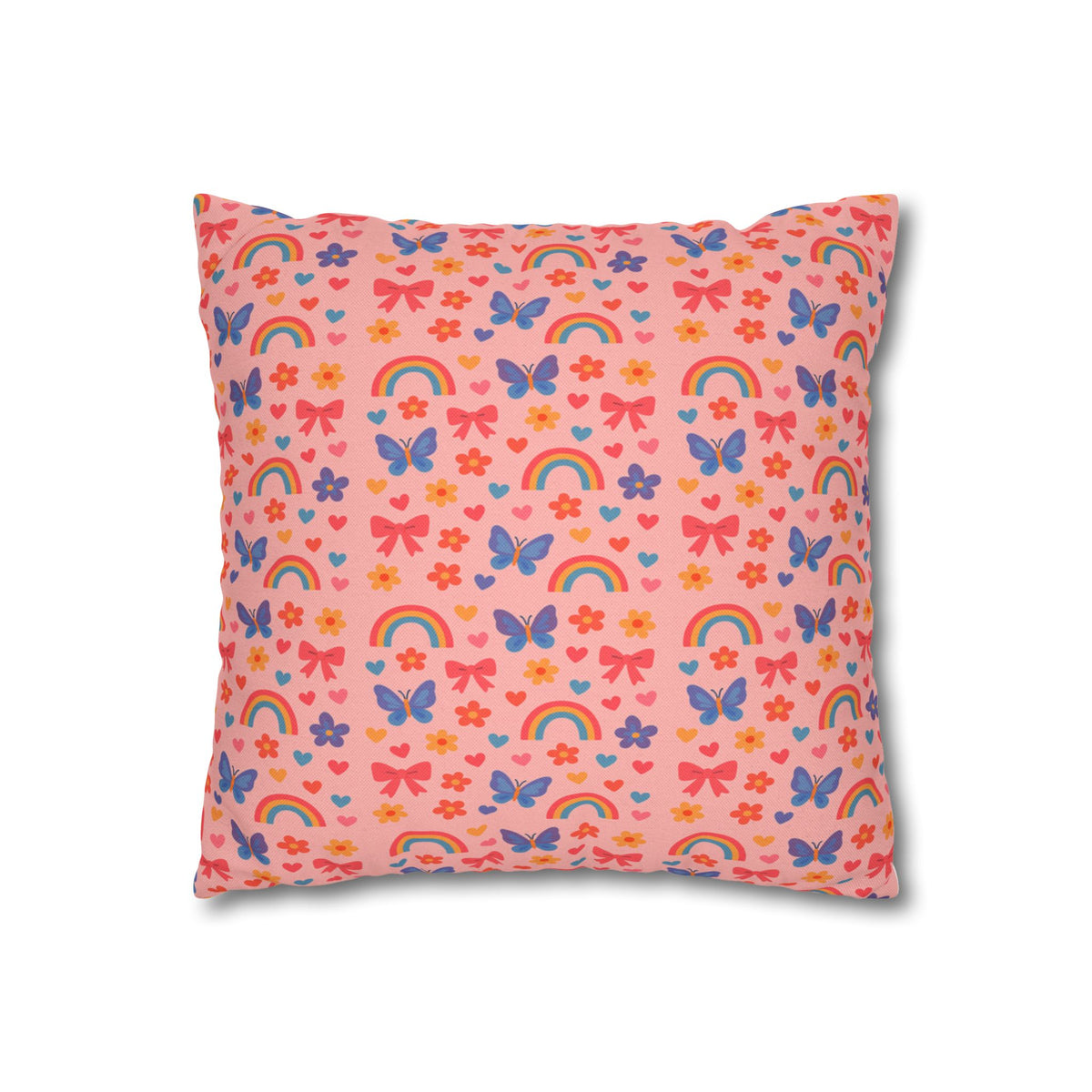 Rainbow Butterflies Pattern Pillowcase | Square Polyester Pillowcase