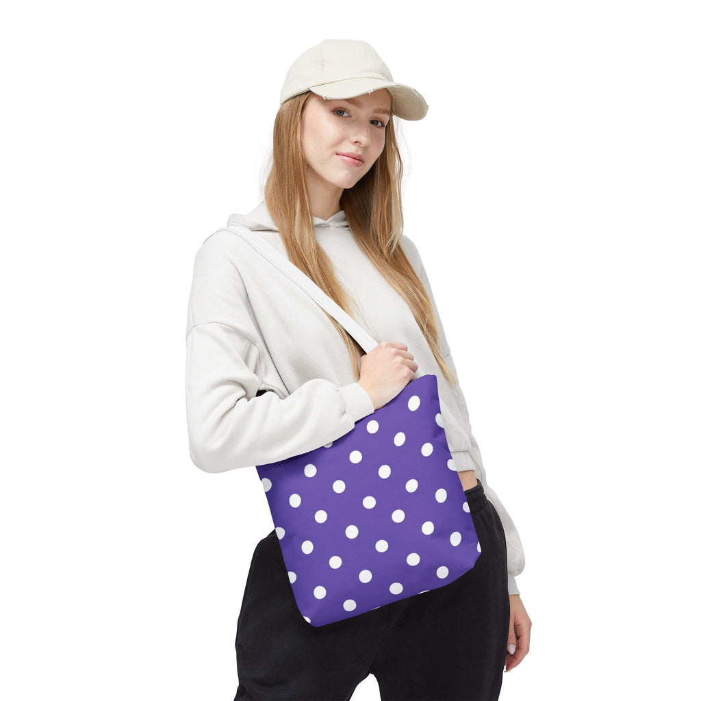 Purple With White Polka Dot Pattern Tote Bag | Purple Background All Over Print