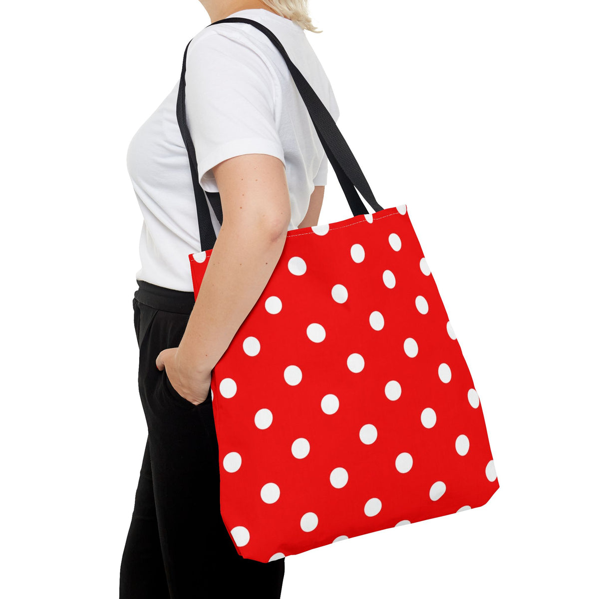Red Polka Dot Tote | White Dots on Red Canvas