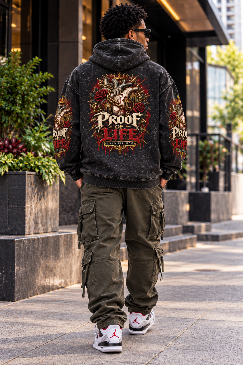 Proof of Life Snow Washed Loose Cotton Hoodie