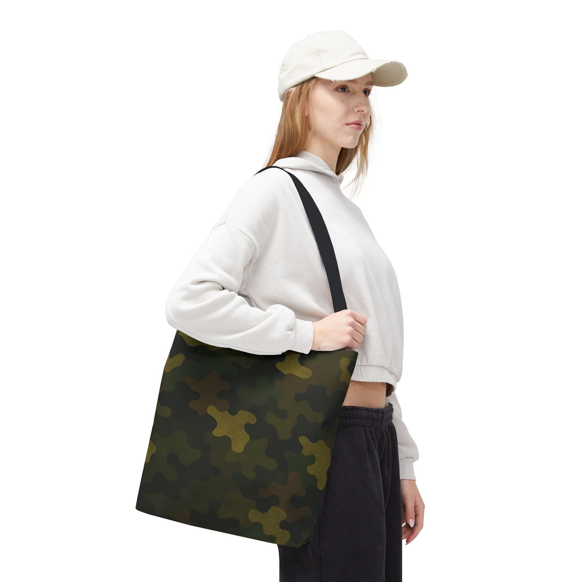 Green Camo Pattern Tote Bag | All-Over Print Canvas Tote