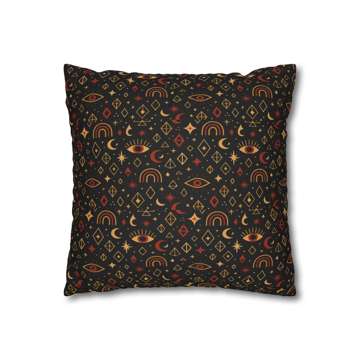 Mystic Eye Pattern Pillowcase | Boho Celestial Motif, Dark Autumn Colors