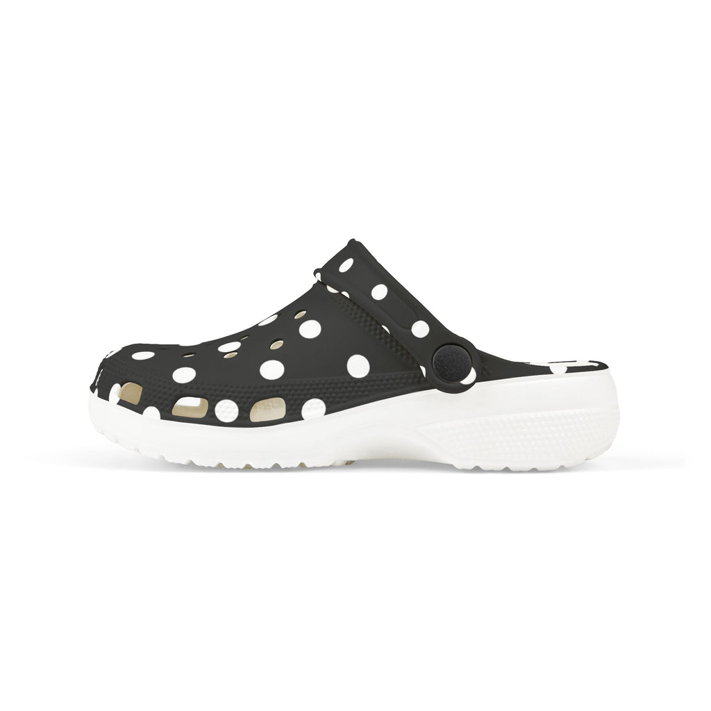 Kids Polka Dot EVA Foam Clogs – Black & White Comfort Slip-Ons