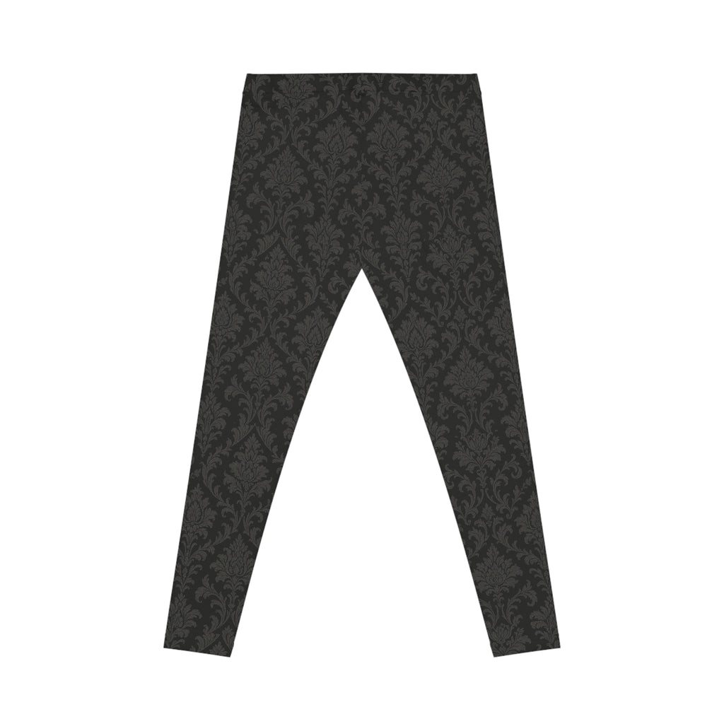 Black Damask Pattern Leggings | All-Over Print