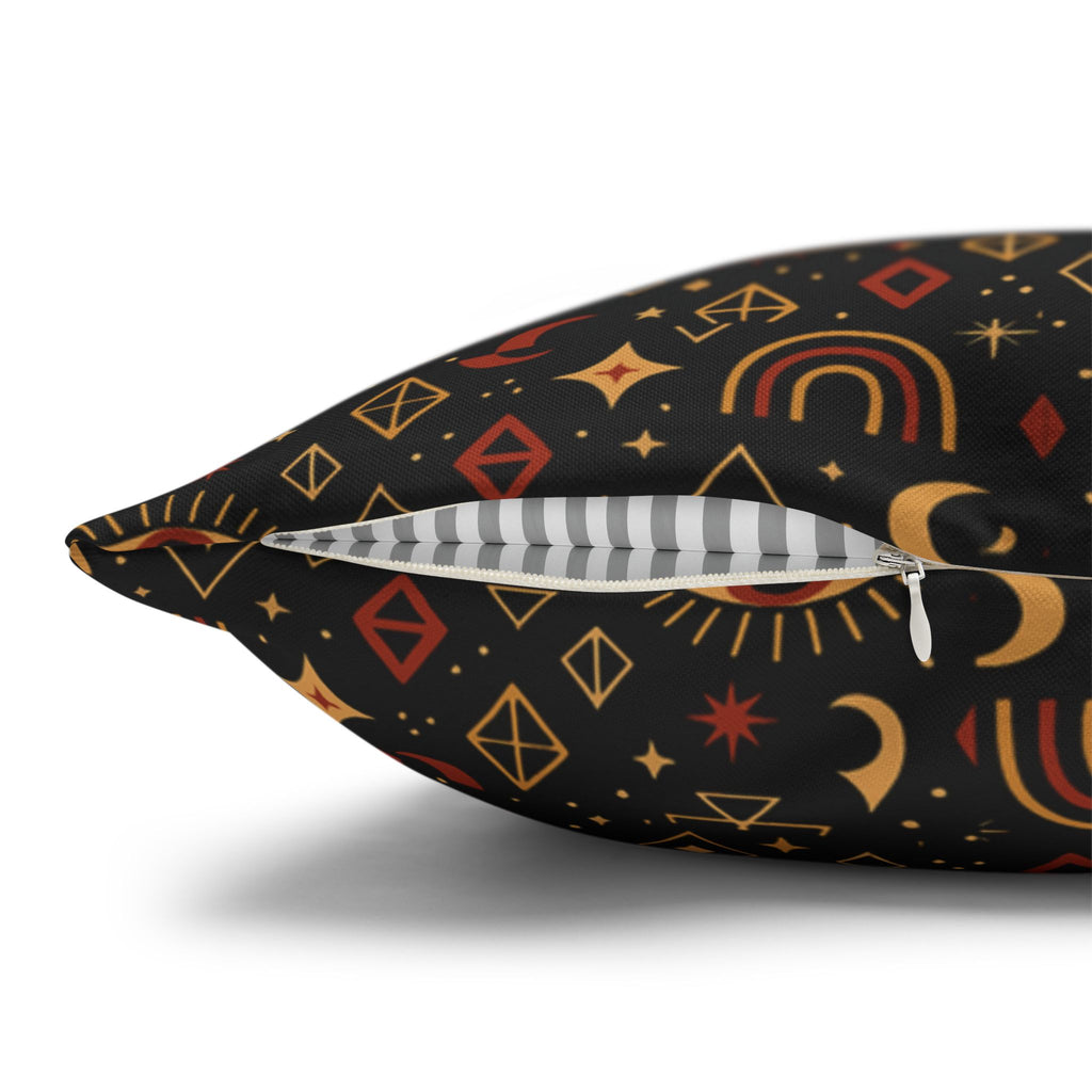 Mystic Eye Pattern Pillowcase | Boho Celestial Motif, Dark Autumn Colors