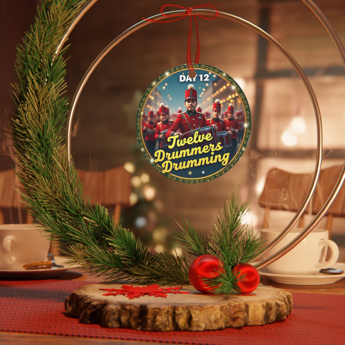 Festive Metal Ornament - Twelve Drummers Drumming - Holiday Decor, Christmas Gift, Tree Decoration, Unique Keepsake, Personalized Touch