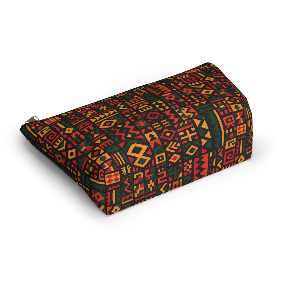 African Tribal Pattern Accessory Pouch | T-Bottom Zip Cosmetic Bag
