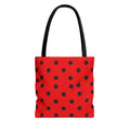 Black Polka Dot on Red Tote Bag