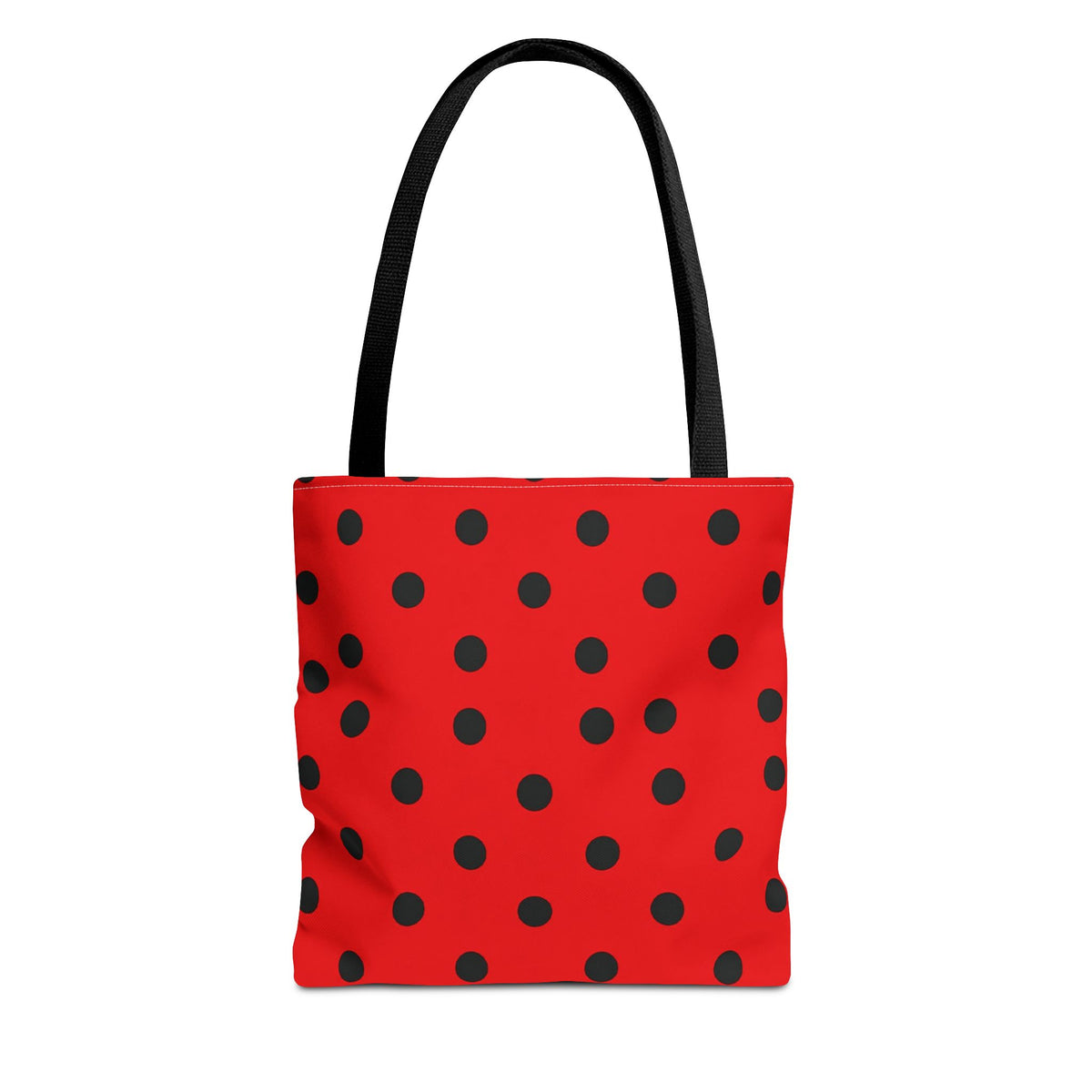 Black Polka Dot on Red Tote Bag