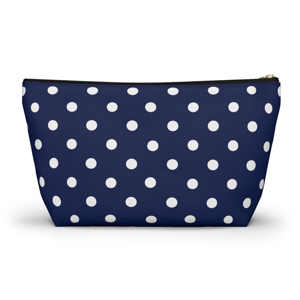 Navy White Polka Dot Accessory Pouch | Makeup Bag