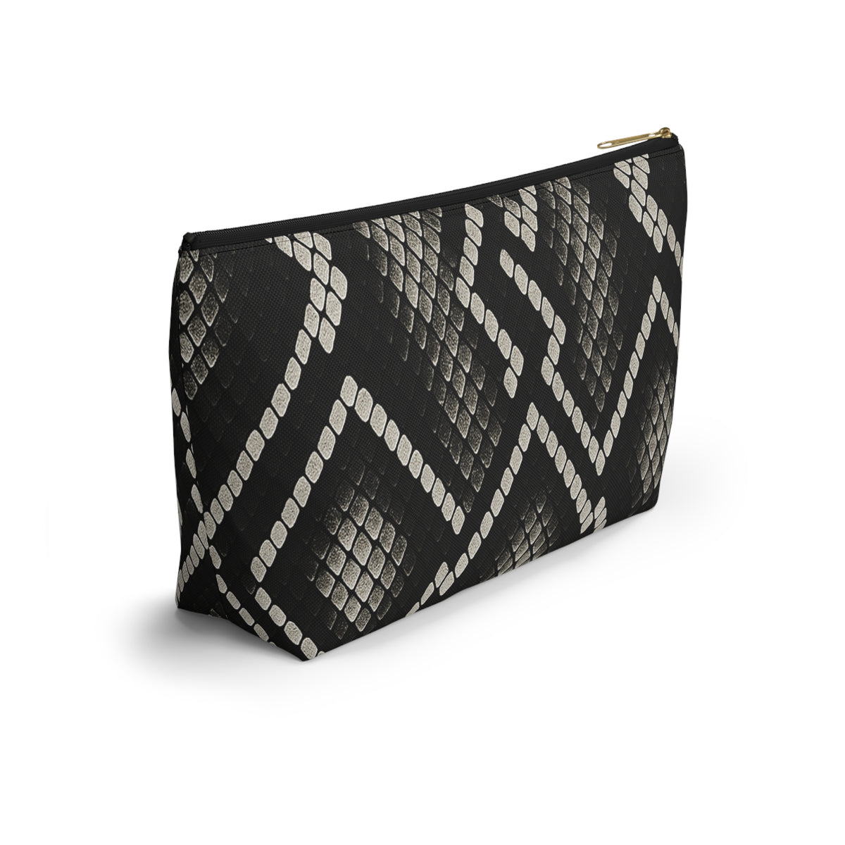 Black Snake Skin Pattern Accessory Pouch | T-Bottom Cosmetic Bag