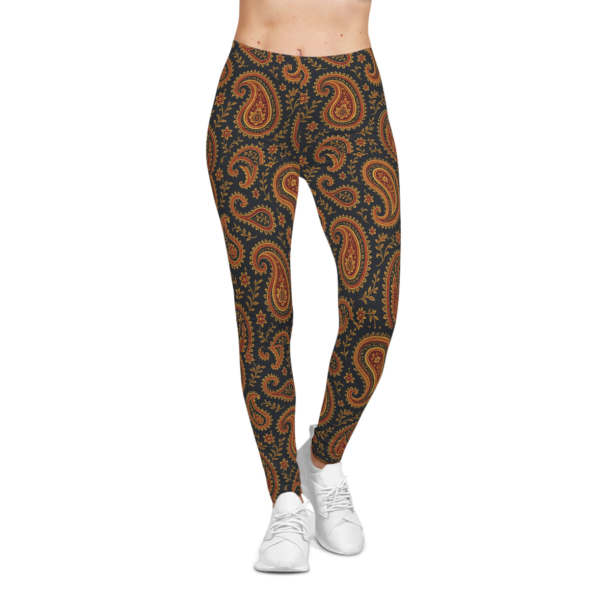 Paisley Leggings, Women's Fashion Leggings, Stretchy Yoga Pants, Boho Leggings, Casual Wear, All-Over Print