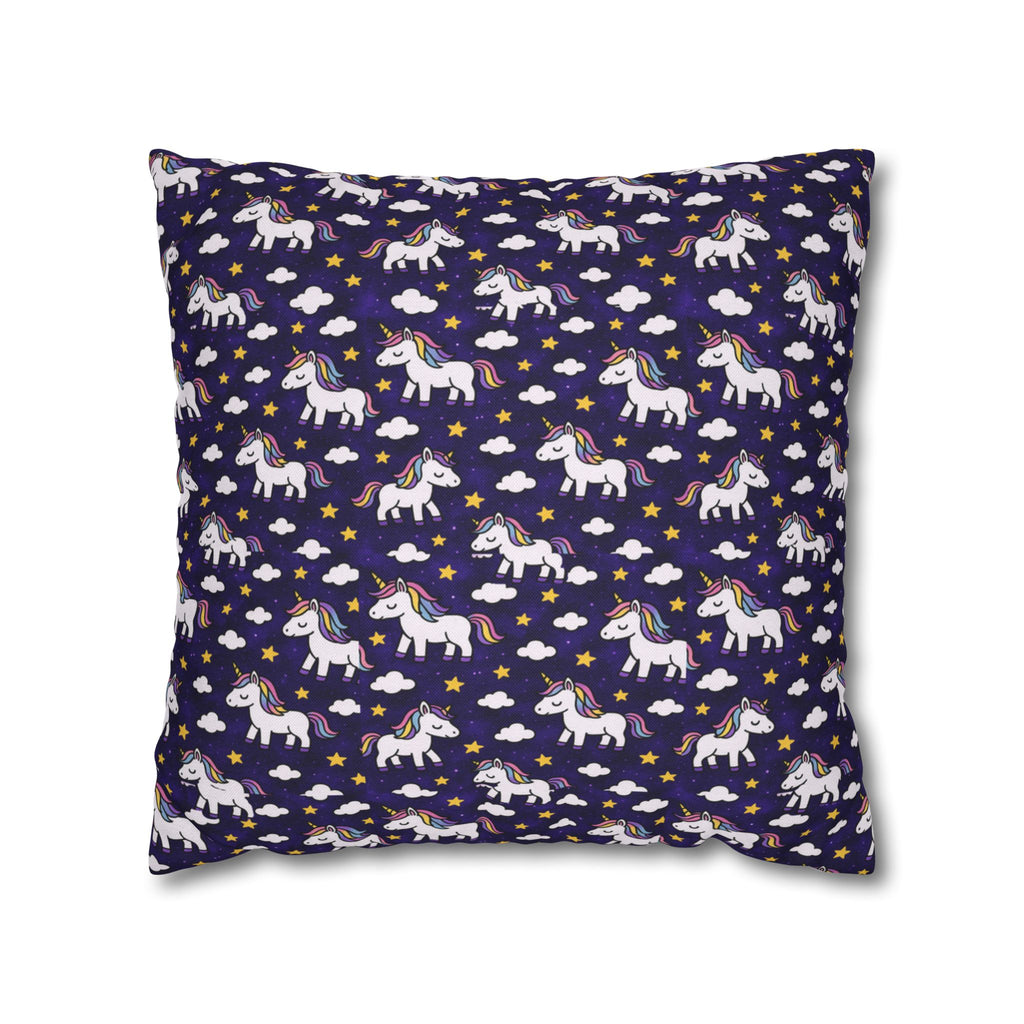 Unicorn Pattern Pillowcase | Square Polyester Throw Pillow Cover