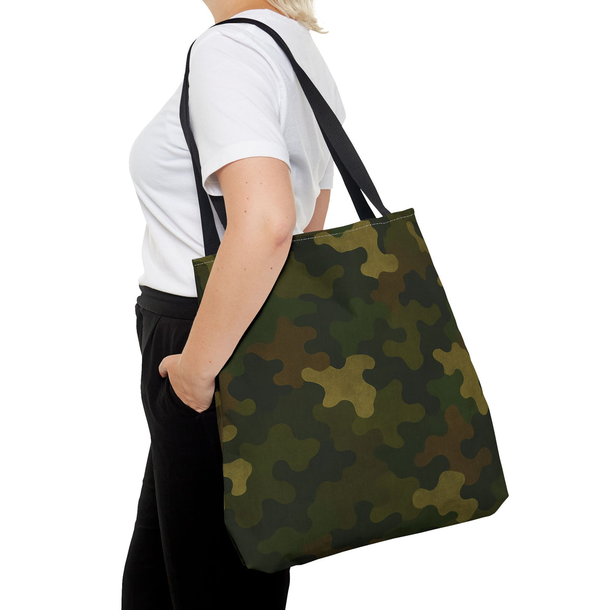 Green Camo Pattern Tote Bag | All-Over Print Canvas Tote