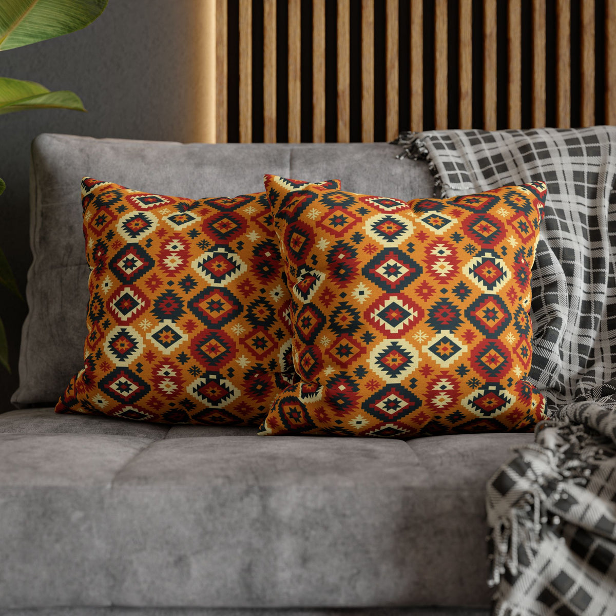 Southwestern Diamond Pattern Pillowcase | Aztec Geometric Throw Pillow, Decorative Cushion Cover, Boho Chic Home Decor, Gift for Her, Square