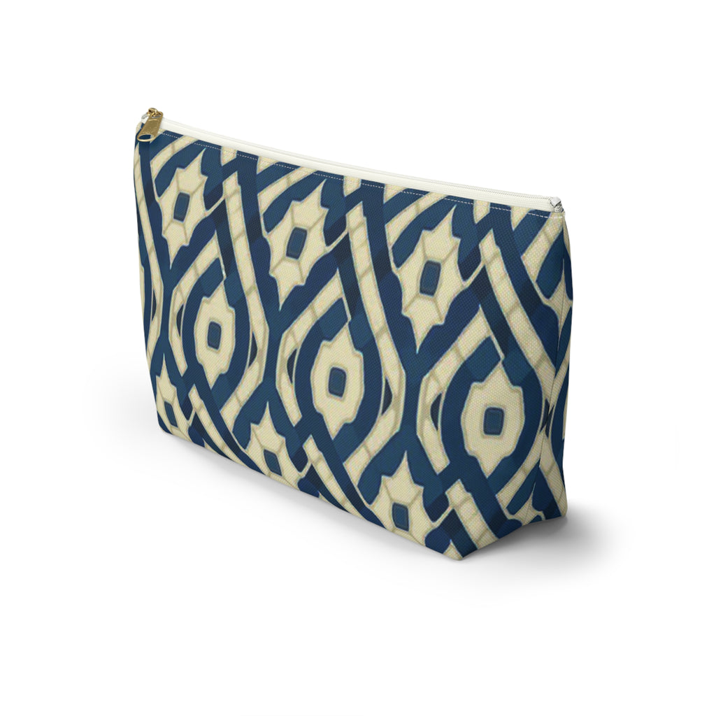 Patina Blue Geometric Accessory Pouch