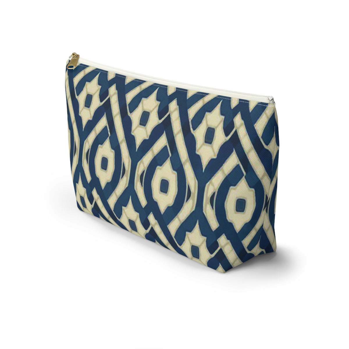 Patina Blue Geometric Accessory Pouch