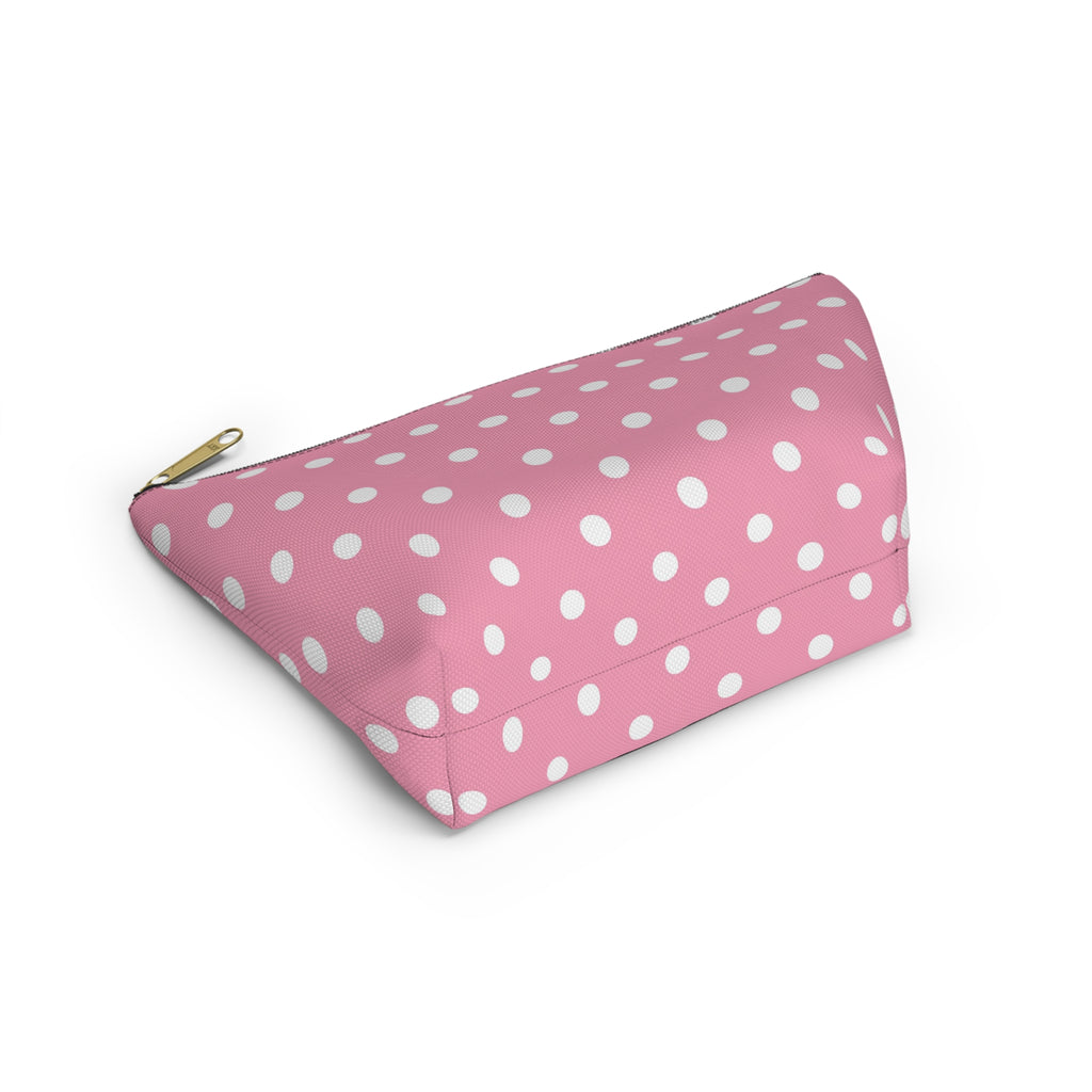 Pink Polka Dot Accessory Pouch | T-Bottom Makeup Bag