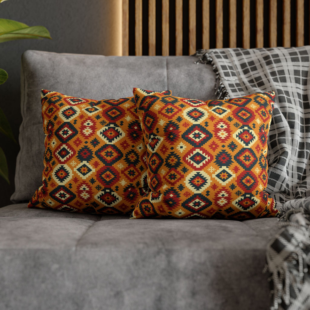 Southwestern Diamond Pattern Pillowcase | Aztec Geometric Throw Pillow, Decorative Cushion Cover, Boho Chic Home Decor, Gift for Her, Square