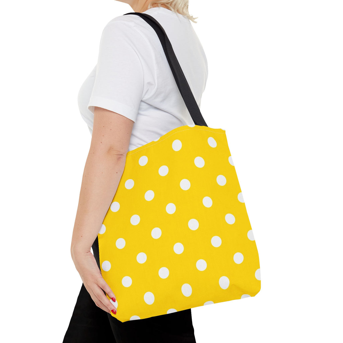 Yellow & White Polka Dot Yellow Tote Bag | All-Over Print