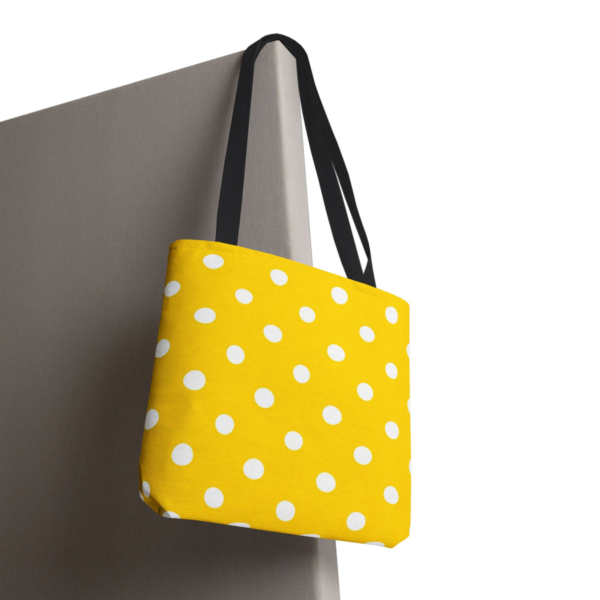 Yellow & White Polka Dot Yellow Tote Bag | All-Over Print