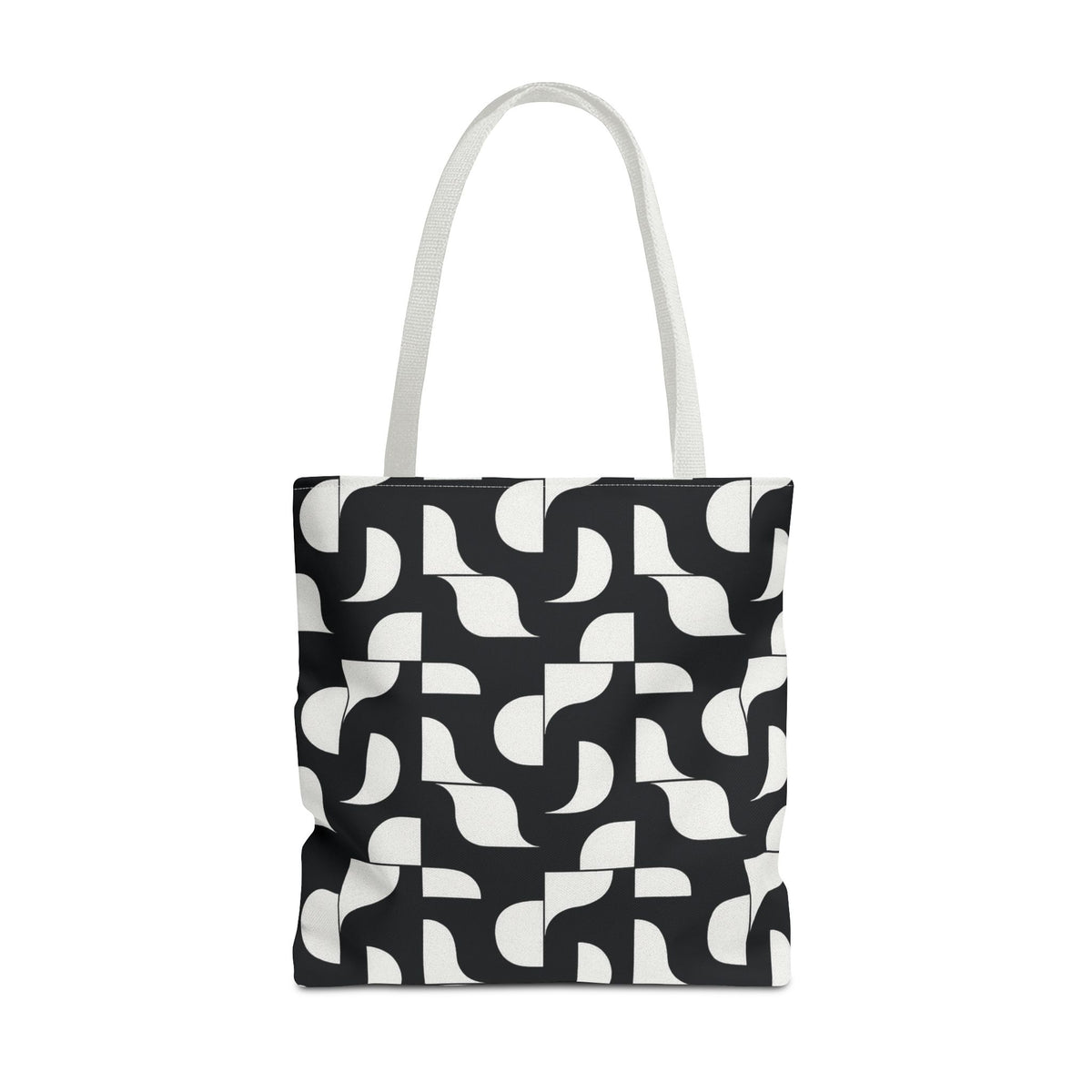 Monochrome Geometric Tote Bag, Black and White Patterned Shopping Bag, Stylish Shoulder Bag, Reusable Grocery Tote, Eco-Friendly Carryall,
