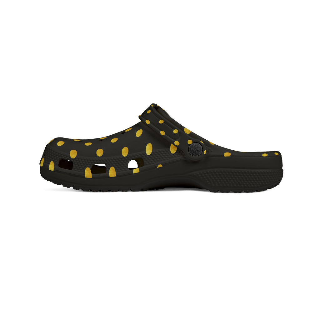 Black & Yellow Polka Dot EVA Foam Clogs