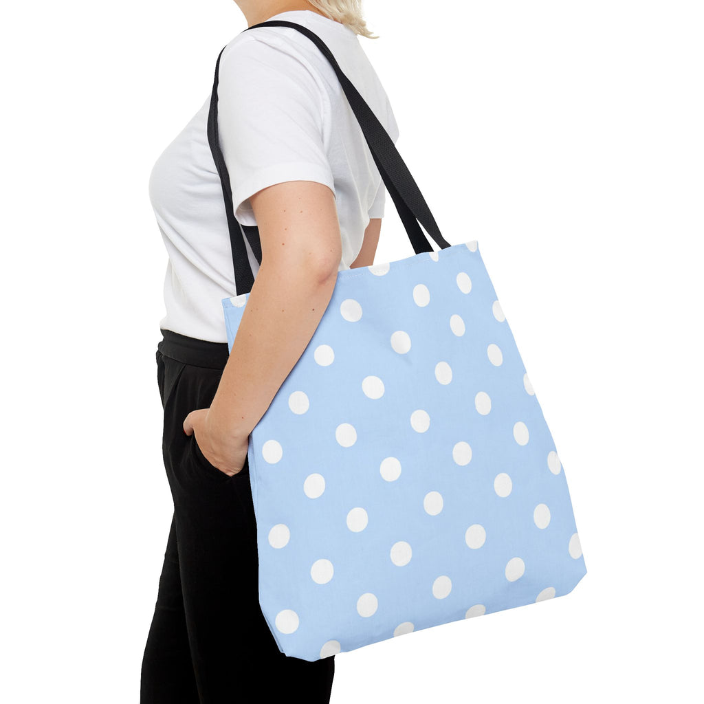 Light Blue with White Polka Dots on Baby Blue Tote