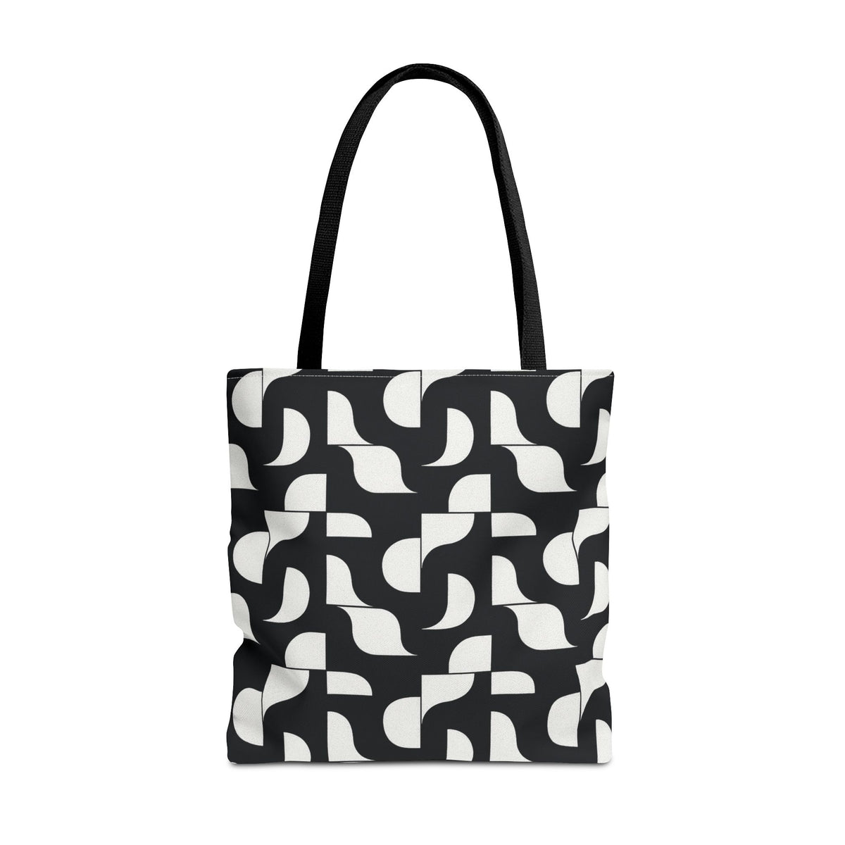 Monochrome Geometric Tote Bag, Black and White Patterned Shopping Bag, Stylish Shoulder Bag, Reusable Grocery Tote, Eco-Friendly Carryall,