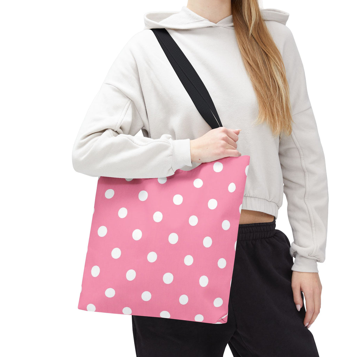 Pink With White Polka Dot Pink Tote Bag | All-Over Print